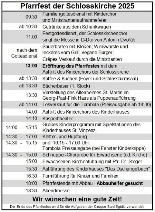 Programm Pfarrfest 2025